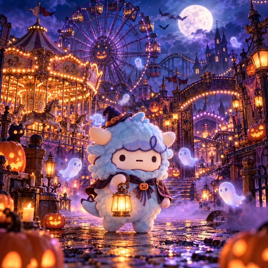 真夜中のゴースト遊園地の見本（わどくん）